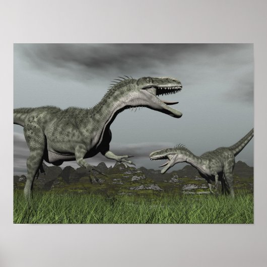Monolophosaurus roaring - 3D rendern Poster (Vorne)
