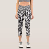 MonoMax Schwarz+Weiß Muster optische Swirl Capri Leggings (Vorderseite)