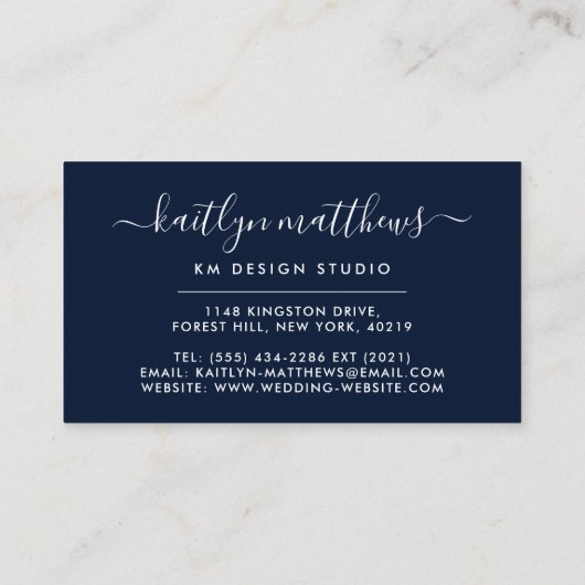 Monongram, abstrakt Navy Blue & White Circles Visitenkarte (Rückseite)