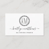 Monongram Business: abstrakte Schwarz-Weiß-Schaltu Visitenkarte (Vorderseite)