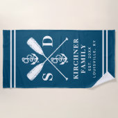 Monongram Navy der Nautic Anker Boat Oars Strandtuch (Vorderseite)