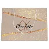 Monongramm aus beigem Goldagat Große Geschenktüte (Vorderseite)