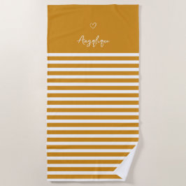 Monongramm des Gelben Herzens und der Streifen Strandtuch