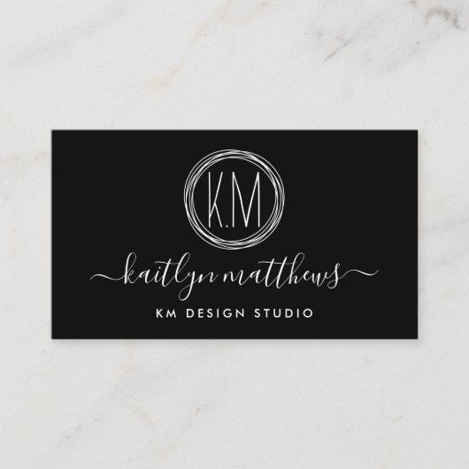 Monongramm für die abstrakten schwarzen und weißen visitenkarte (Vorderseite)