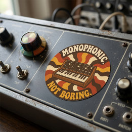 Monophonic, Not Boring – Lustiger Synth Nerd Runder Aufkleber