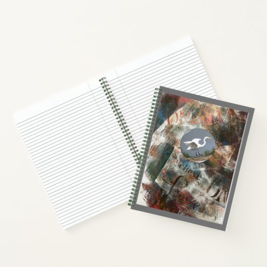 Monoprint Egret Dream and Glaube Spiral Journal Notizblock (Innenseite)