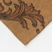 Monorammed Rust and Gold Leafy Wirbel Fleecedecke (Ecke)