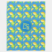 Monorgammed Lemon Tree Azure Blue Newlyweds Fleecedecke (Vorderseite)