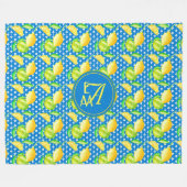 Monorgammed Lemon Tree Azure Blue Newlyweds Fleecedecke (Vorderseite (Horizontal))