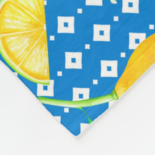 Monorgammed Lemon Tree Azure Blue Newlyweds Fleecedecke (Ecke)