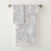 Monotone-Badetücher, Schneeflockendesign, graue Wa Badhandtuch Set (Insitu)