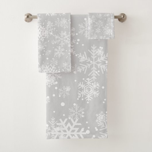 Monotone-Badetücher, Schneeflockendesign, graue Wa Badhandtuch Set (Insitu)