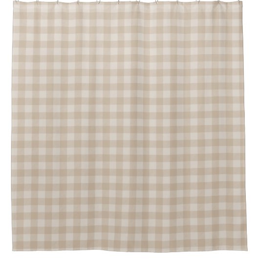 Monotone Beige Gingham Karo Pattern Duschvorhang (Vorderseite)