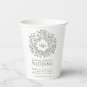 Monotone handgezeichnete Mono-Mono-Kunsthochzeit Pappbecher (Vorderseite)