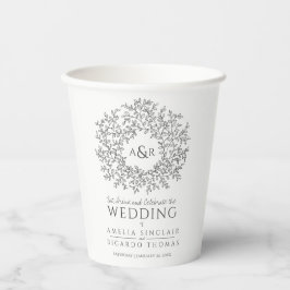 Monotone handgezeichnete Mono-Mono-Kunsthochzeit Pappbecher