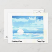 Monotone Moon Original Aquarellmalerei Postkarte (Vorne/Hinten)