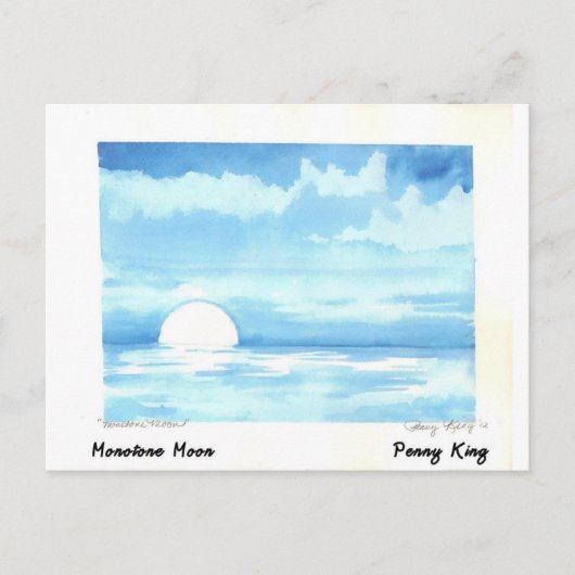 Monotone Moon Original Aquarellmalerei Postkarte (Vorderseite)