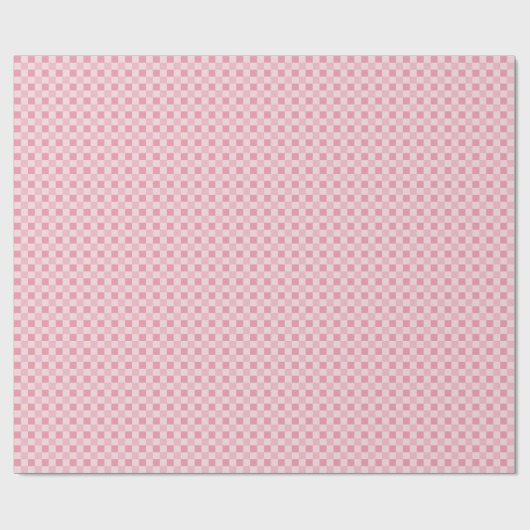 Monotone Pink Small Gingham Karo Geschenkpapier (Flach)
