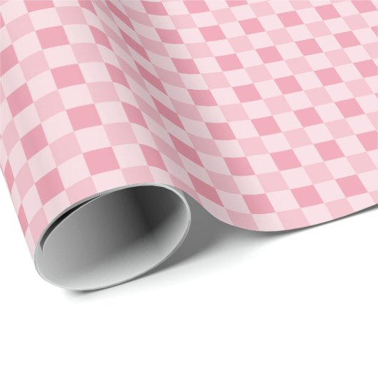 Monotone Pink Small Gingham Karo Geschenkpapier (Rolleneckpunkt)