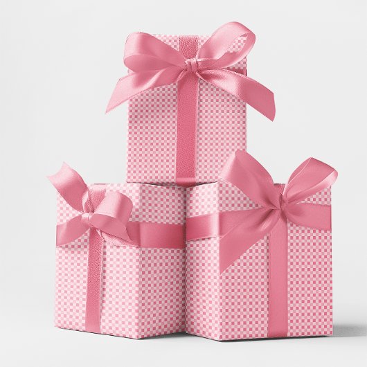 Monotone Pink Small Gingham Karo Geschenkpapier