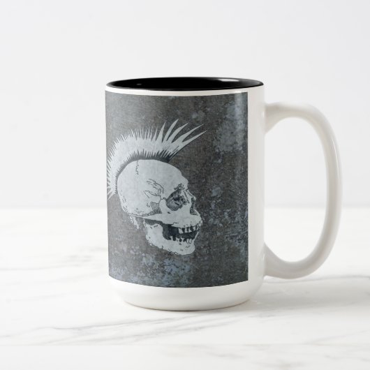 Monotone-Tasse mit zwei Skullen Zweifarbige Tasse (Rechts)