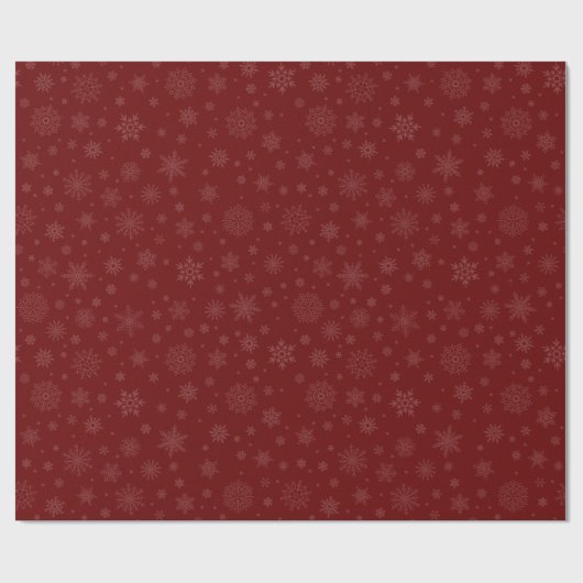 Monotone Winter Snowflake Crimson Red Geschenkpapier (Flach)