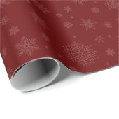 Monotone Winter Snowflake Crimson Red Geschenkpapier (Rolleneckpunkt)