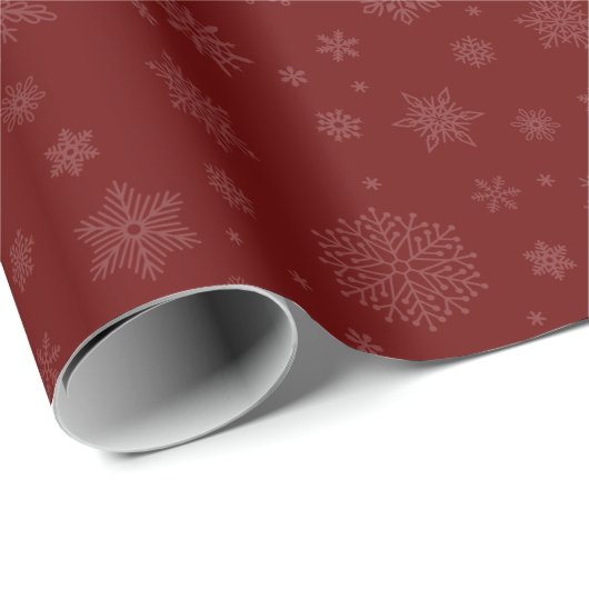 Monotone Winter Snowflake Crimson Red Geschenkpapier (Rolleneckpunkt)