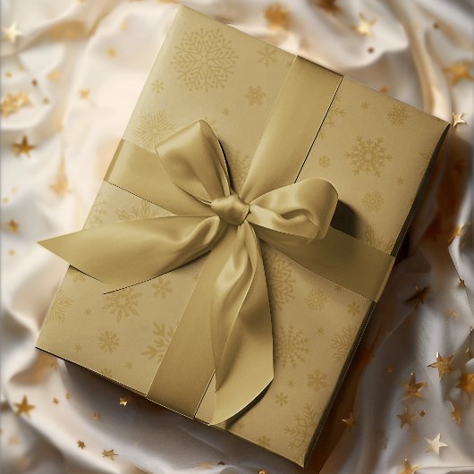 Monotone Winter Snowflake Gold Geschenkpapier