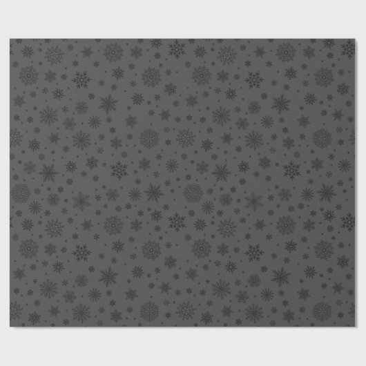 Monotone Winter Snowflake Kohle Geschenkpapier (Flach)