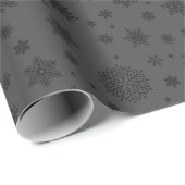 Monotone Winter Snowflake Kohle Geschenkpapier (Rolleneckpunkt)
