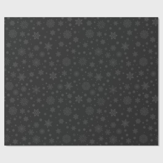 Monotone Winter Snowflake Kohle Geschenkpapier (Flach)