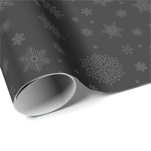 Monotone Winter Snowflake Kohle Geschenkpapier (Rolleneckpunkt)