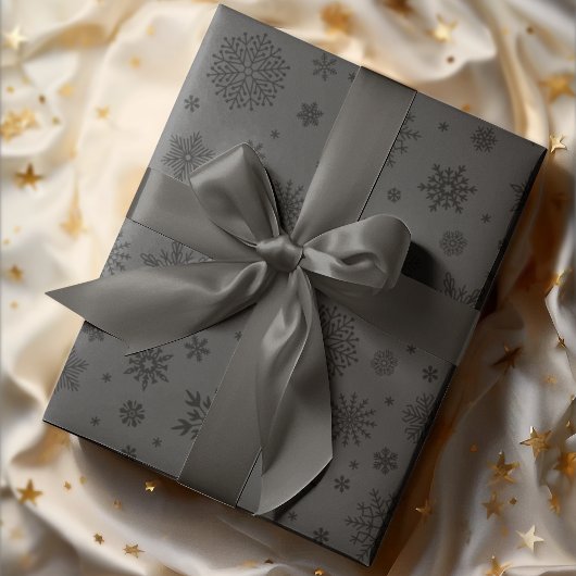 Monotone Winter Snowflake Kohle Geschenkpapier