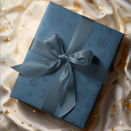 Monotone Winter Snowflake Navy Blue Geschenkpapier