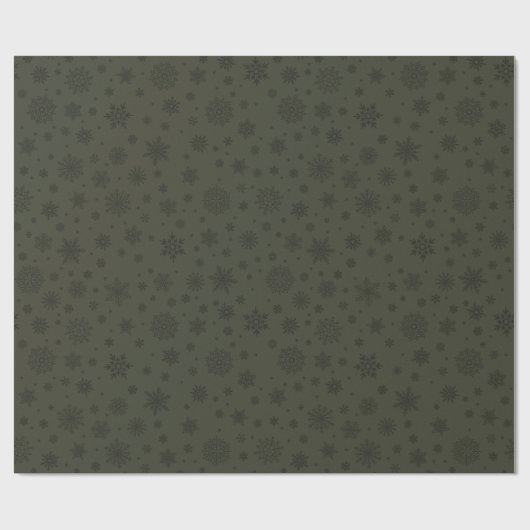 Monotone Winter Snowflake Pine Green Geschenkpapier (Flach)