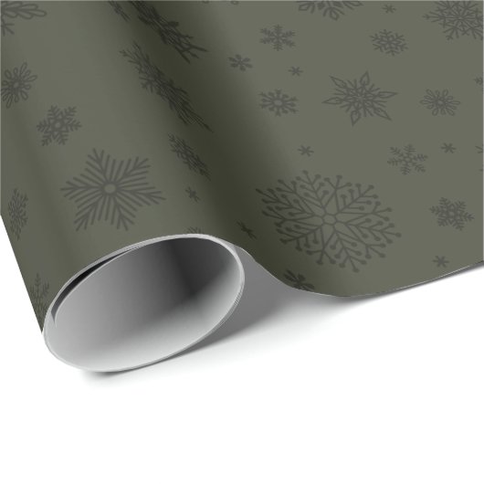 Monotone Winter Snowflake Pine Green Geschenkpapier (Rolleneckpunkt)