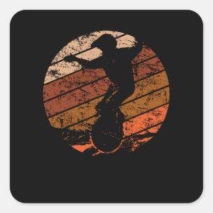 Monowheel Vintag Sunset EUC Retro Quadratischer Aufkleber