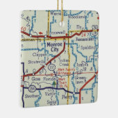 Monroe City MO Vintage Karte Keramikornament (Rechts)