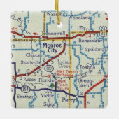 Monroe City MO Vintage Karte Keramikornament (Vorderseite)