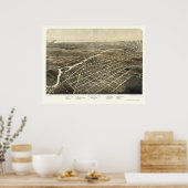 Monroe, MI Panorama Karte - 1866 Poster (Küche)