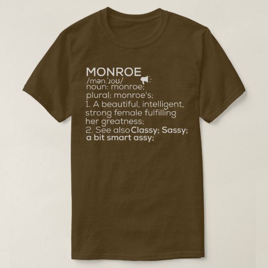 Monroe Name Monroe Definition Monroe Weibliche Bez T-Shirt (Design vorne)