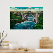 Monroe Street Bridge and Falls on Spokane River Poster (Küche)