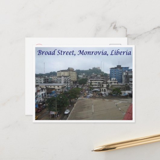 Monrovia - Liberia - Broad Street - Postkarte (Vorderseite/Rückseite Beispiel)