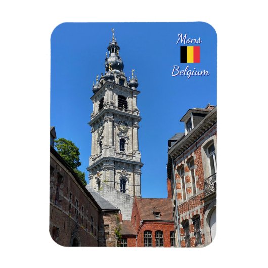 Mons oder Bergen alte Stadt in Belgien Reise Magnet (Vertikal)