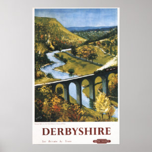 Monsal Dale, Zug und Viadukt Britische Eisenbahn Poster