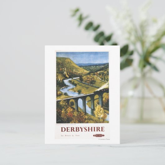 Monsal Dale, Zug und Viadukt Britische Eisenbahn Postkarte (Stehend Vorderseite)