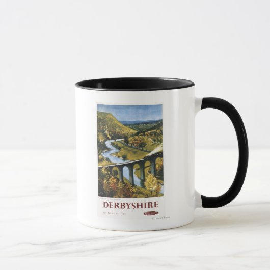 Monsal Dale, Zug und Viadukt Britische Eisenbahn Tasse (Rechts)
