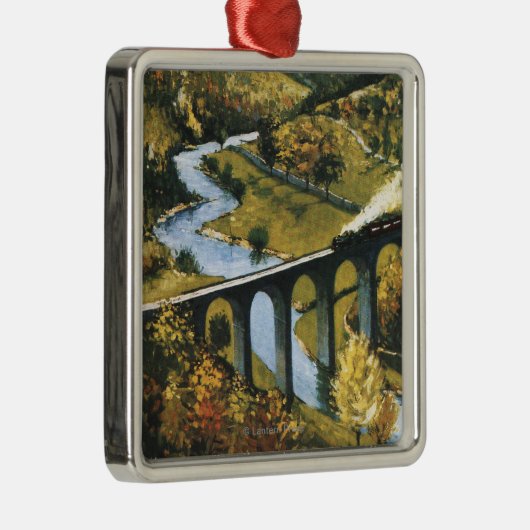 Monsal Tal, Zug und Viaduct British Rail Silbernes Ornament (Rechts)