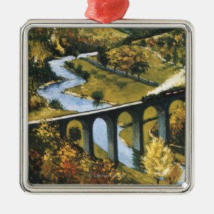 Monsal Tal, Zug und Viaduct British Rail Silbernes Ornament